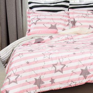 NTBAY Microfiber Queen Duvet Cover Set ——Pink Star